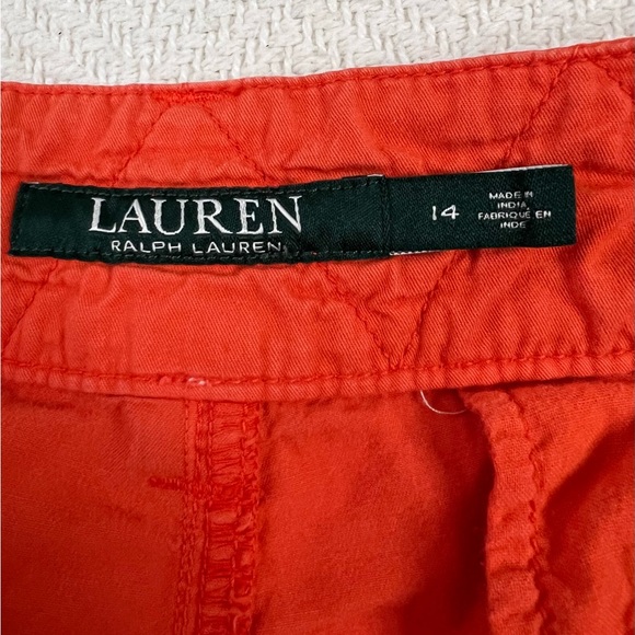 Lauren Ralph Lauren Pants Women's 14 Safari Style Utility Orange Cotton Tie Hem - Picture 4 of 11